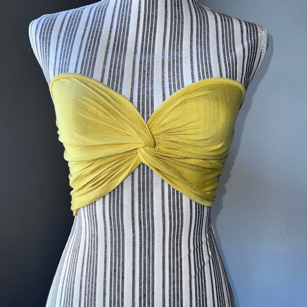 SHEIN strapless yellow top